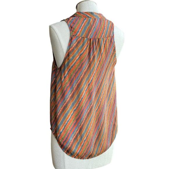 Women's Haute Hippie Multicolor Blouse Striped Tie Dye Silk Cowl Neck Top Small - Picture 2 of 7